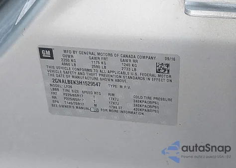 2017 Chevrolet Equinox Ls из США, поврежденный, VIN 2GNALBEK3H1529547